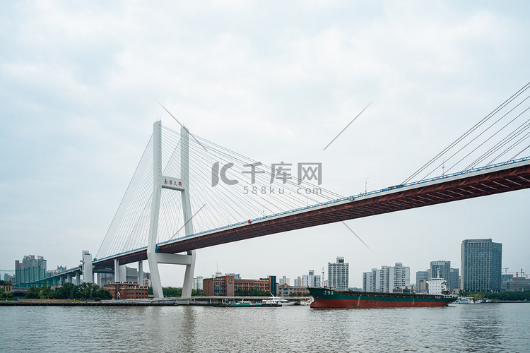 城市白天南浦大桥黄浦江江水摄影