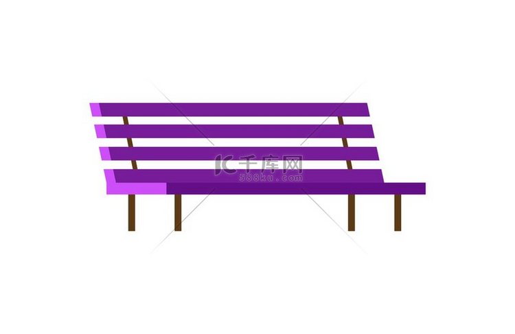 长凳特写孤立的海报，带有木座紫