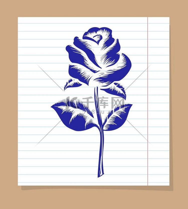 在线笔记本页面上的玫瑰。