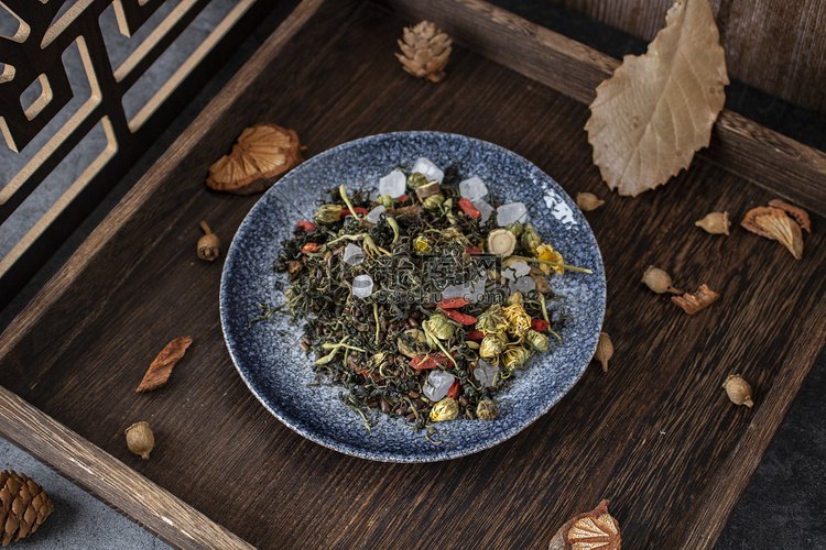 秋季健康茶叶菊花茶摄影图