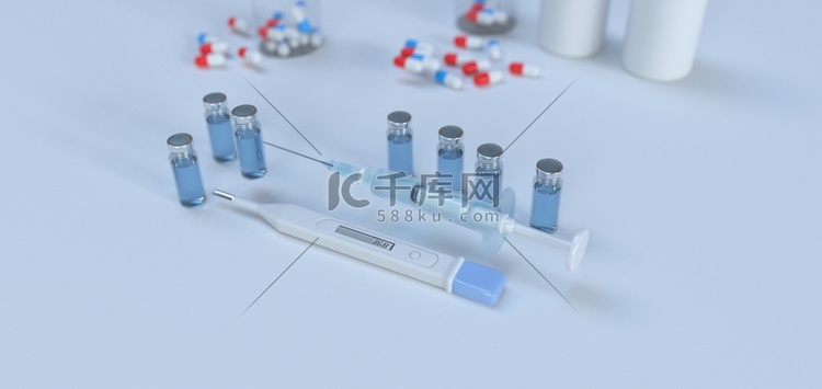 温度计注射器医用物品摄影图