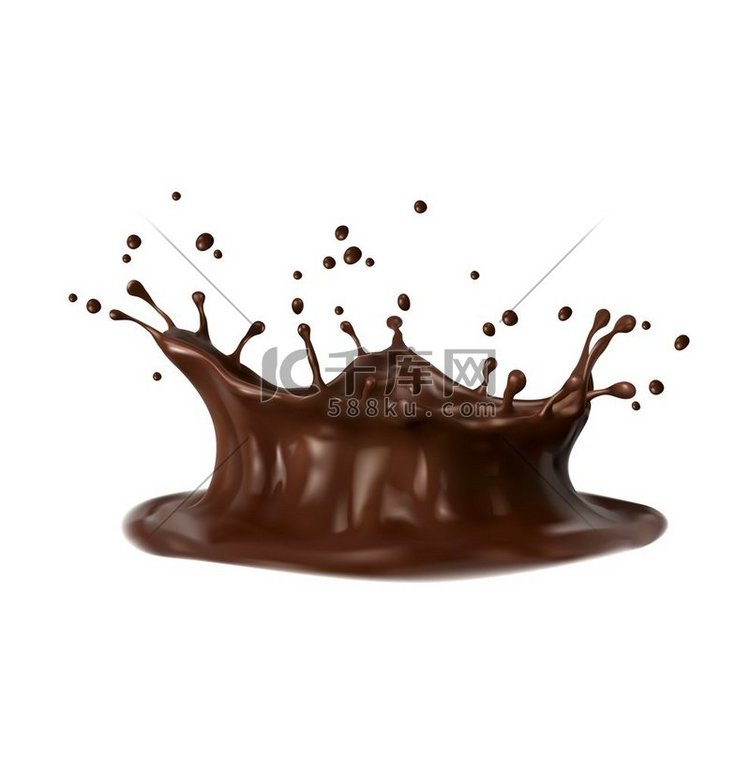 巧克力牛奶咖啡和可可皇冠飞溅漩