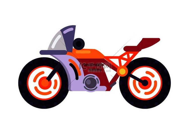 机动自行车橙色滑板车摩托车矢量