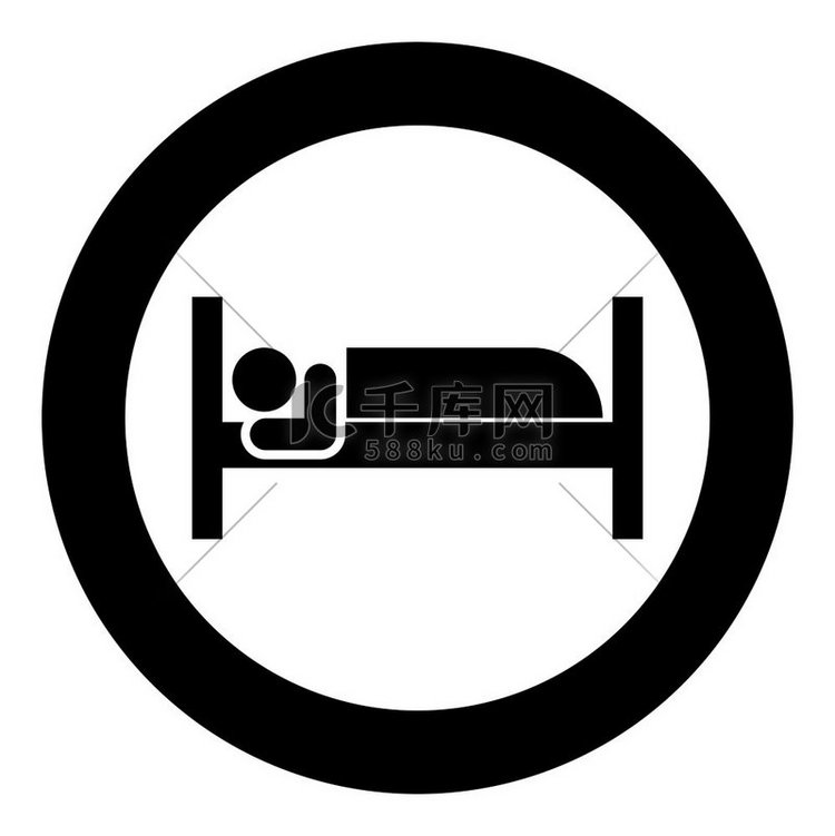 男人躺在床上睡觉概念酒店标志图