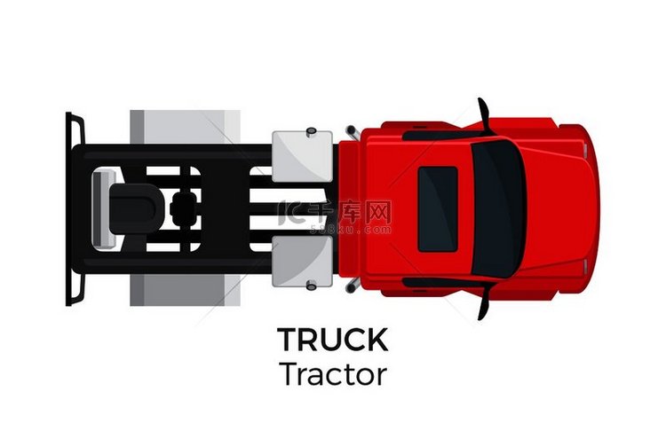 牵引车俯视图图标在白色背景上隔