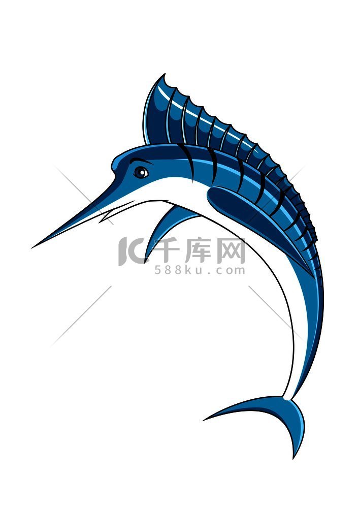 大西洋蓝枪鱼背鳍长有黑色条纹适