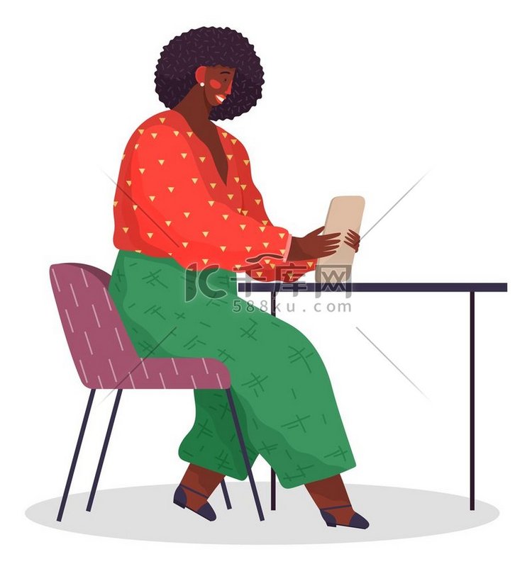 工作场所的非洲黑人女性手持数字