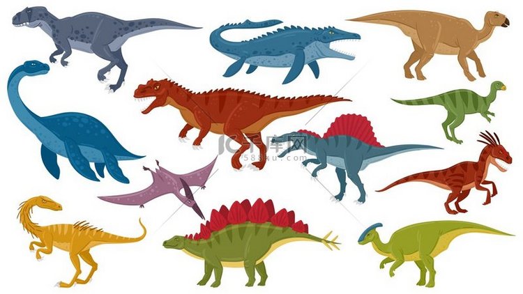卡通恐龙，侏罗纪灭绝的恐龙猛禽
