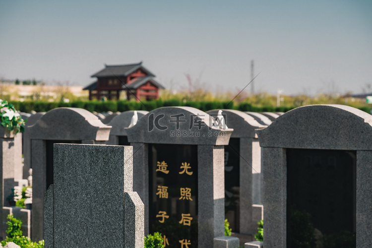 清明节清明扫墓墓地祭扫摄影图配