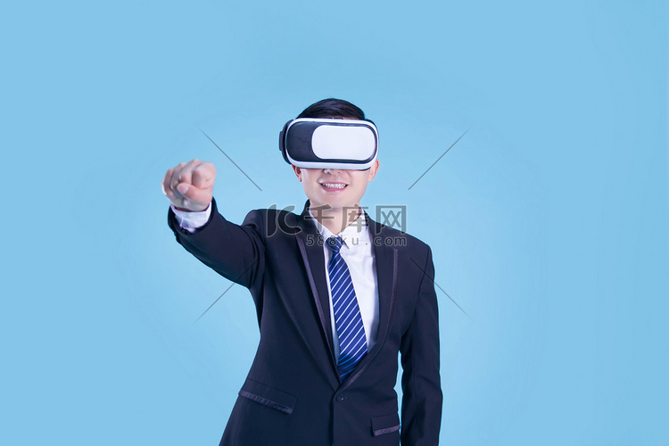 人像眼镜科技VR体验商务摄影图