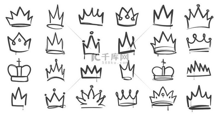 绘制牙冠简单优雅的女王或国王公