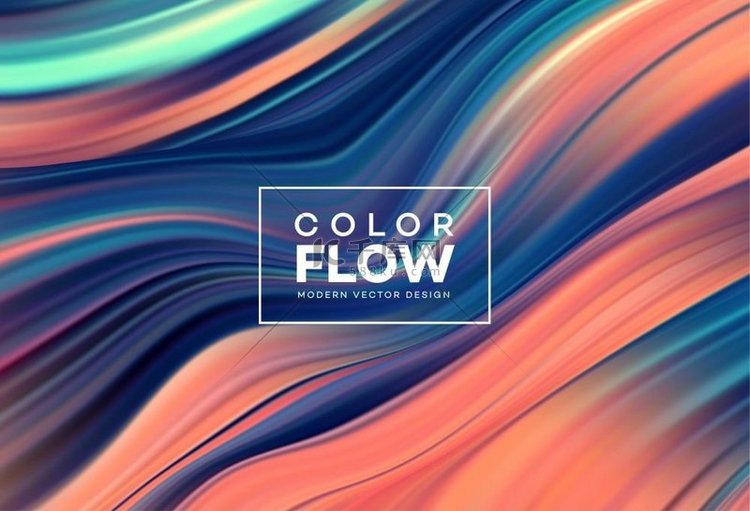 现代彩色流动海报波浪液体形状的
