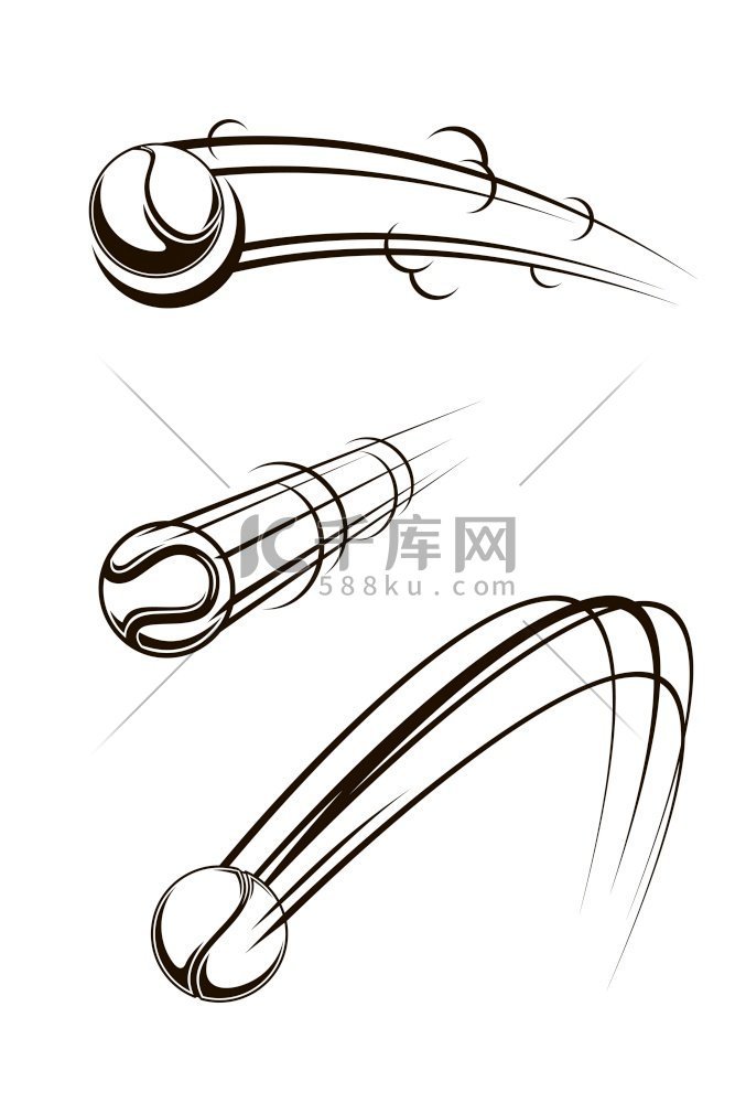 三种不同网球以运动线速度在空中