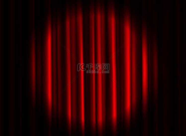 红色窗帘关闭剧院窗帘舞台窗帘开