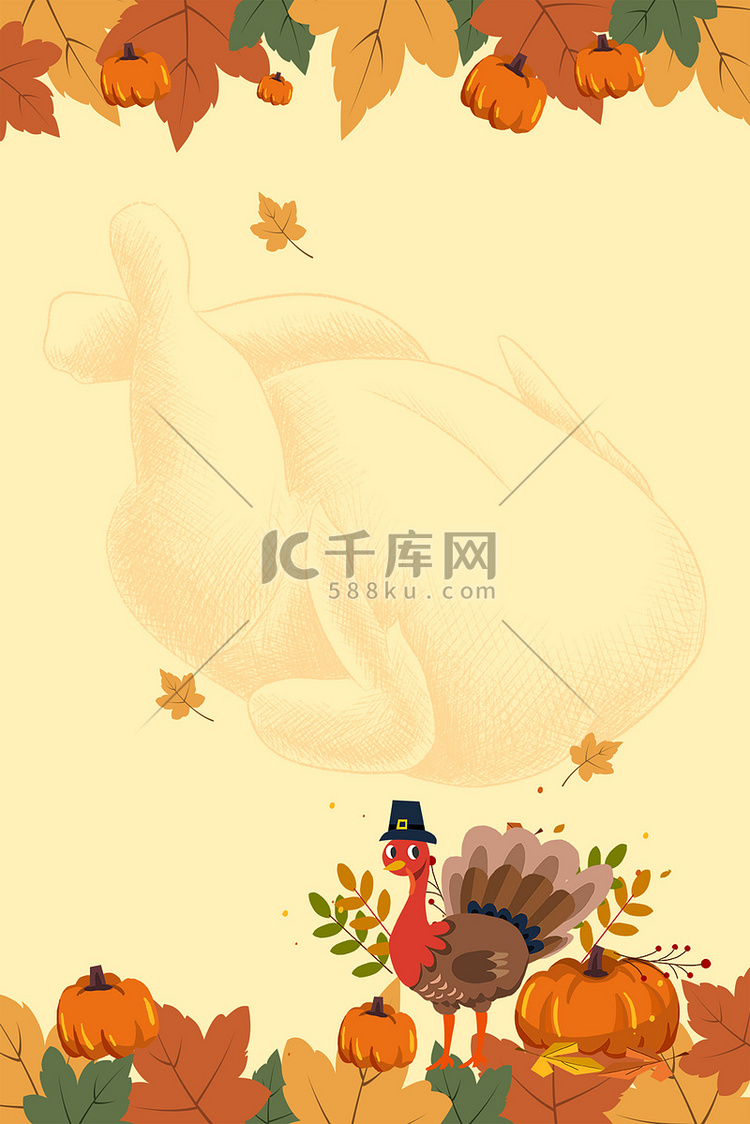 感恩节 各种形象黄色卡通火鸡
