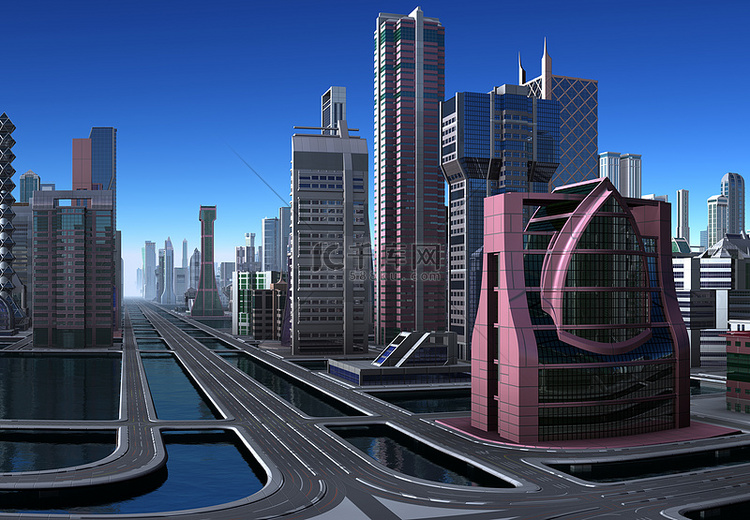 3d 渲染未来城市-3d 插图
