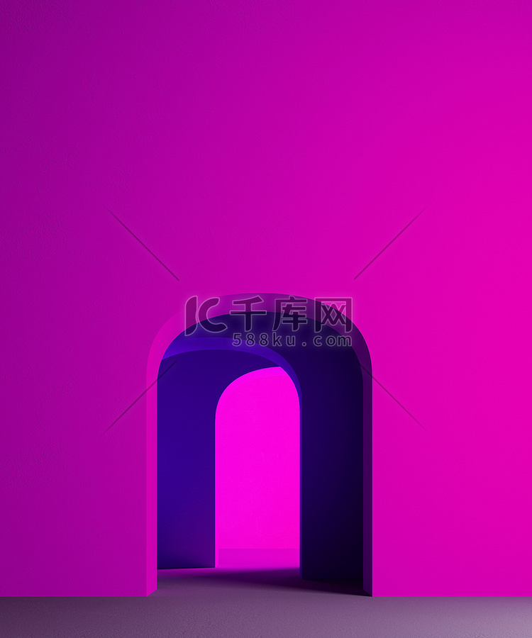抽象建筑霓虹灯背景最小，拱形壁