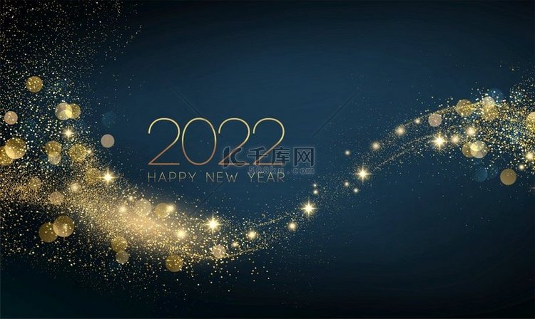 2022 年新年采用抽象闪亮的