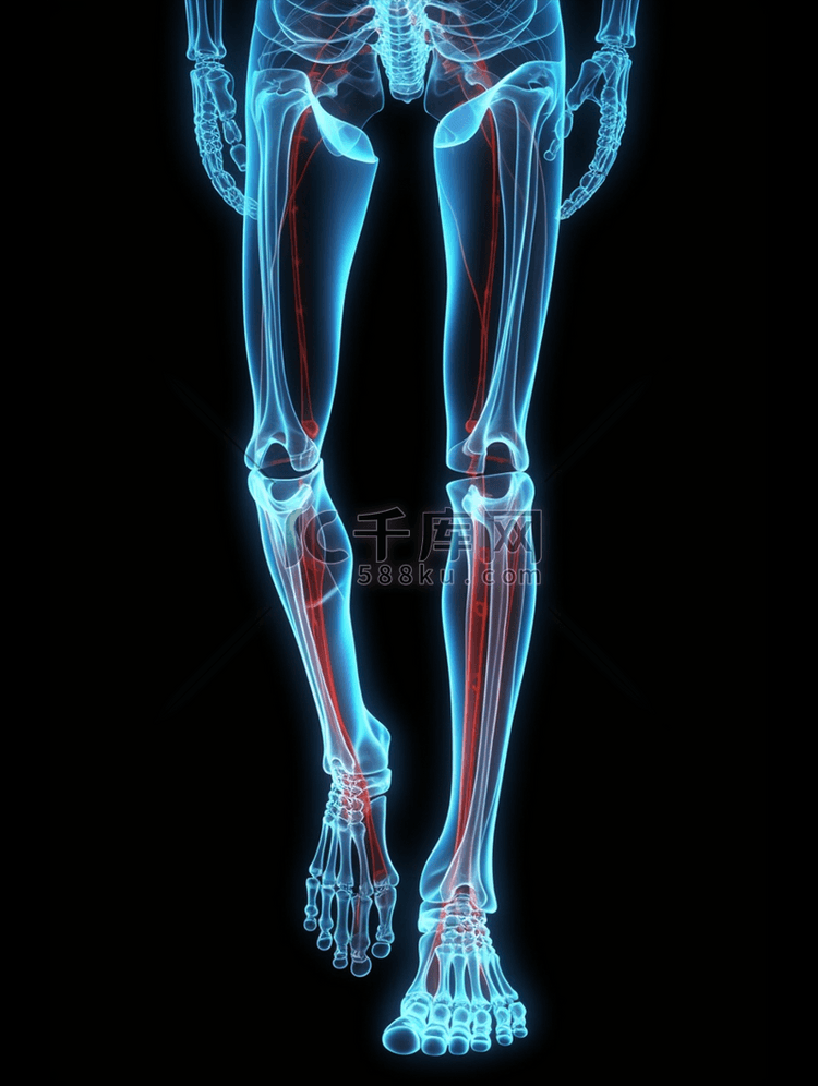 人体腿部位蓝色科技背景
