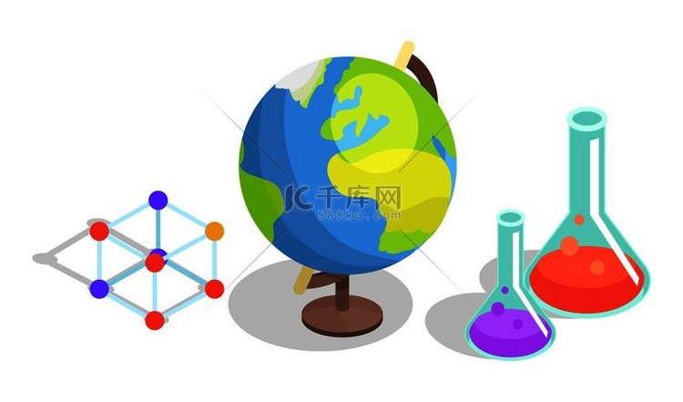 科学对象的集合在白色上隔离矢量