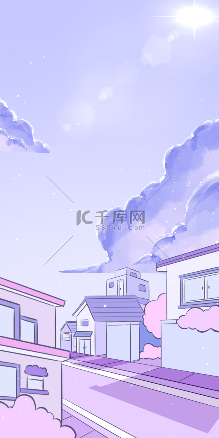 街道和天空风景粉色壁纸背景