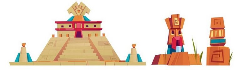 阿兹特克金字塔和雕像，玛雅城市