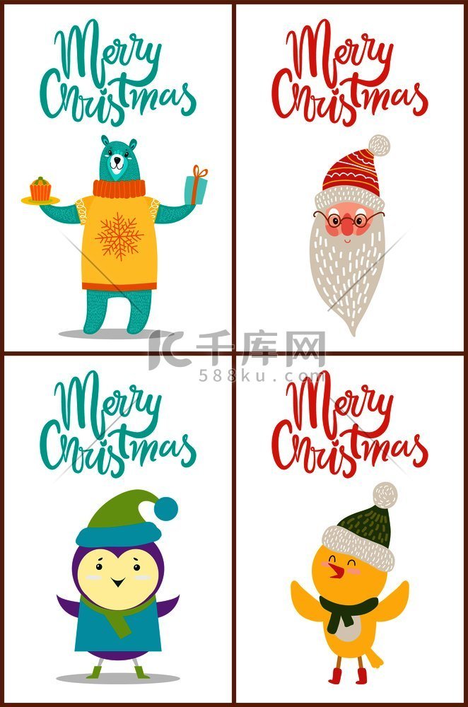 圣诞快乐系列的标题和小鸟的图像