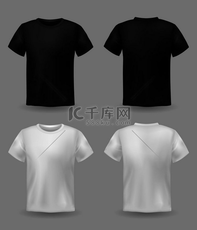 白色和黑色恤实物模型运动空白衬