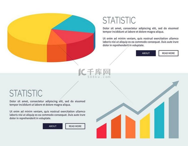 网页统计演示设计用彩色饼图和条