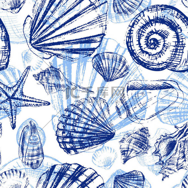 蓝色的贝壳水下海洋纹理 