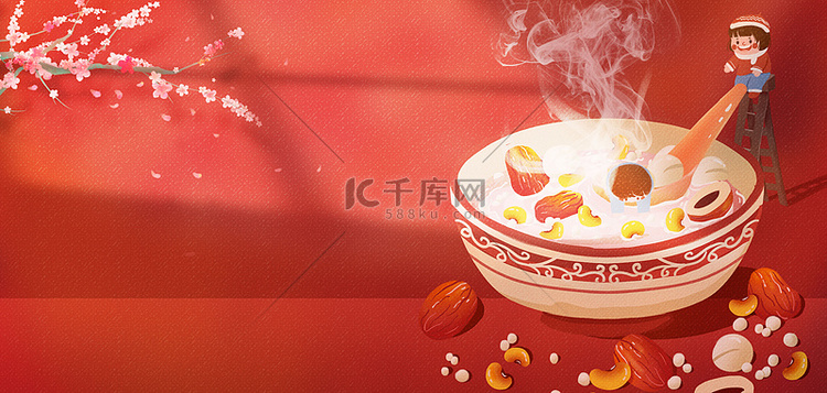 红色中国传统腊八节背景图片