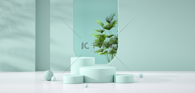 电商展台产品底座绿色c4d