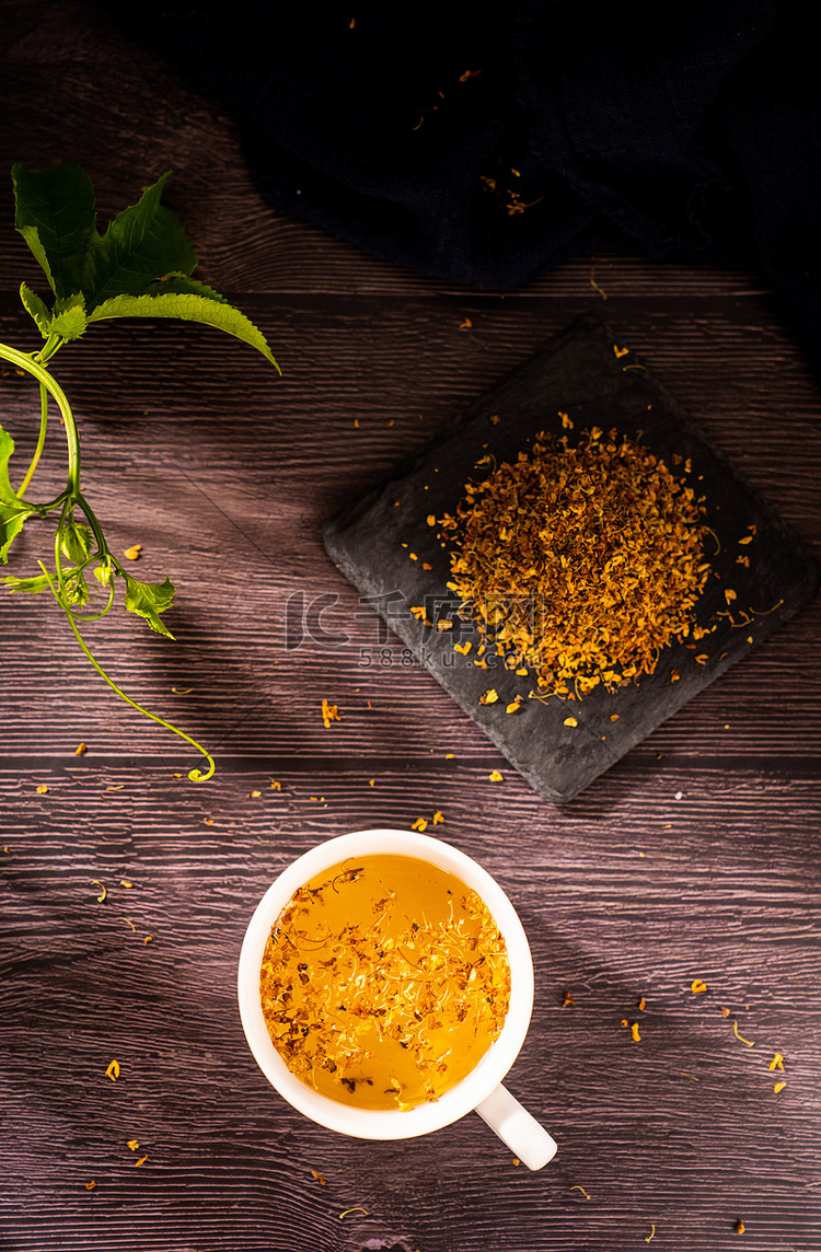 桂花花茶秋季养生茶茶艺摄影图配