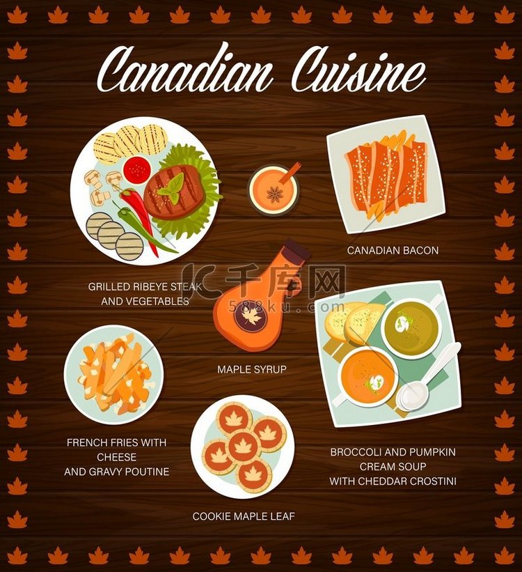加拿大美食餐厅菜单模板。