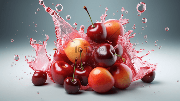红色创意樱桃水果
