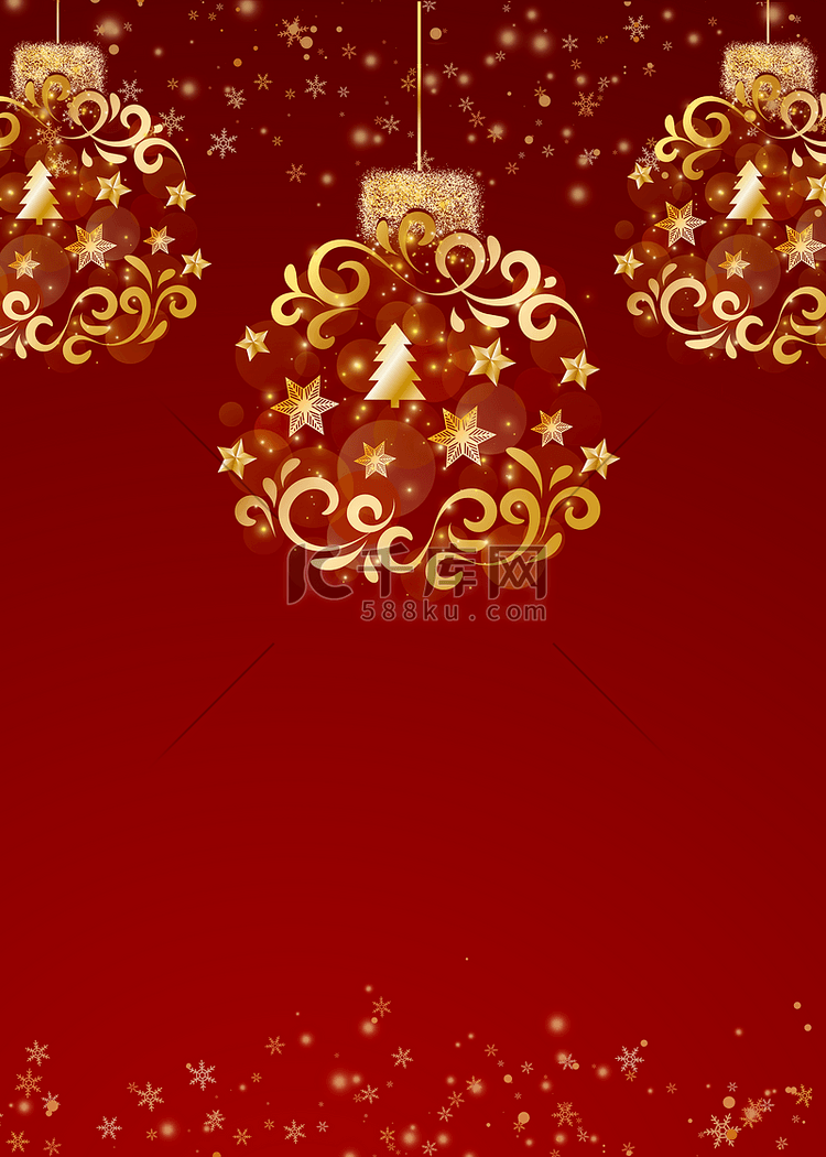 圣诞节质感垂吊金色线条吊坠装饰