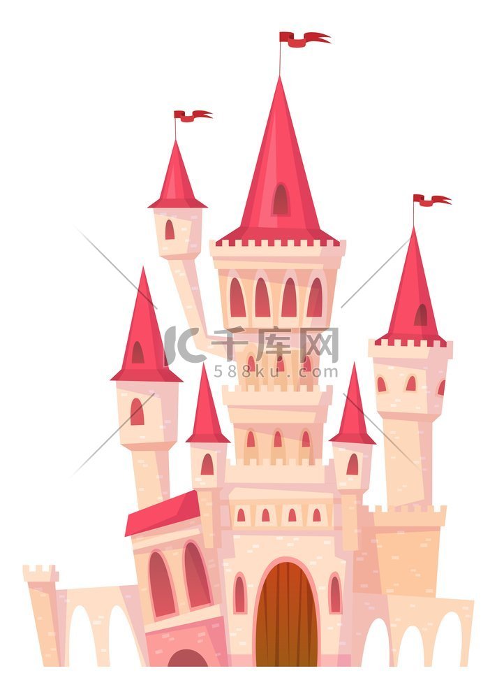 高塔城堡童话建筑卡通风格白色背