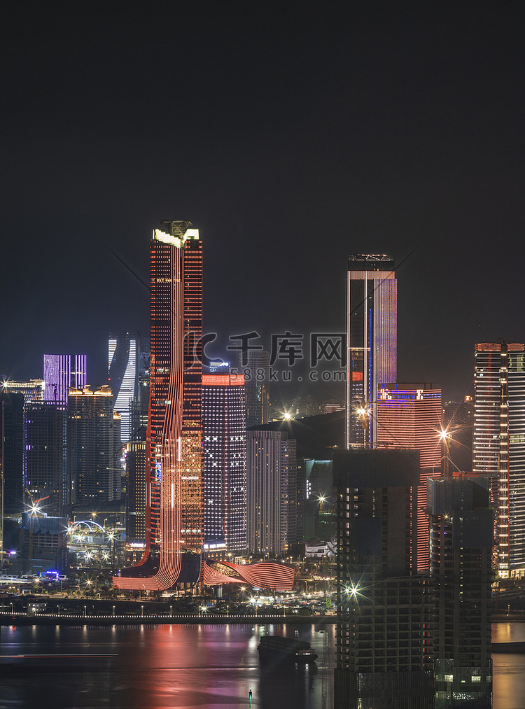 珠海地标建筑夜晚城市山上拍摄摄