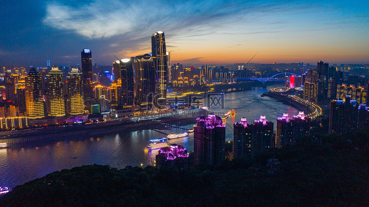 重庆夜景朝天门霓虹灯高楼摄影图