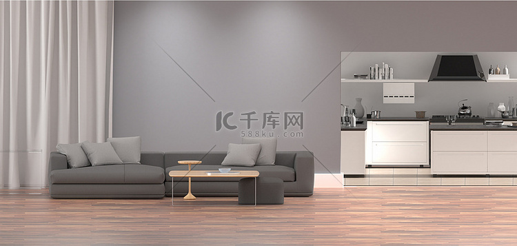 C4D沙发灰色高雅室内设计