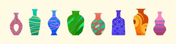 现代陶瓷花瓶、现代水罐、花盆。