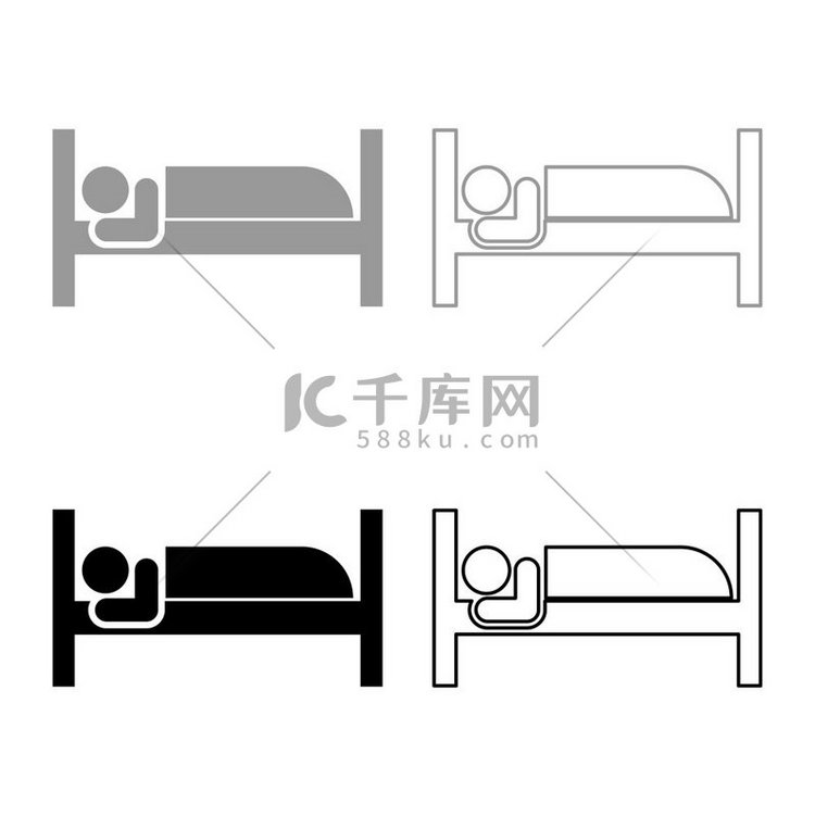 男人躺在床上睡觉概念酒店标志设