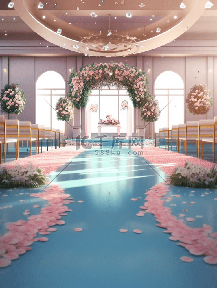 3D立体花环婚礼舞台