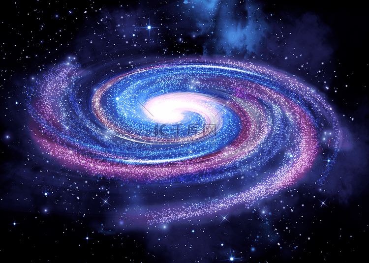 蓝紫色抽象螺旋星空星云背景