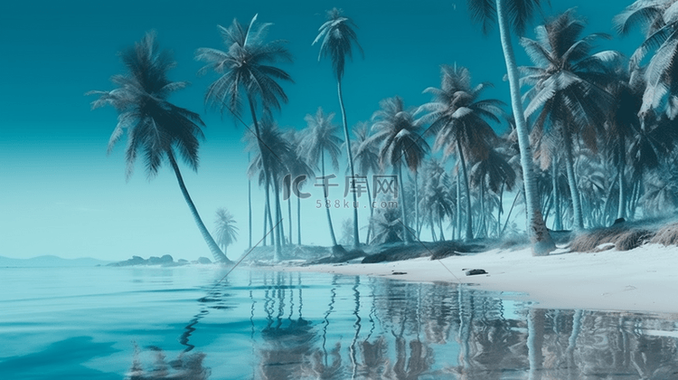 创意蓝色沙滩海景图片