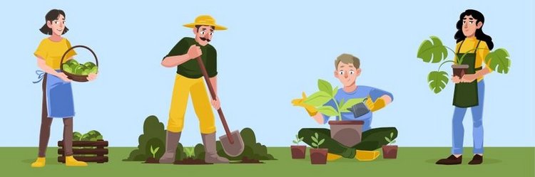 园艺或农场工作男人和女人的小屋