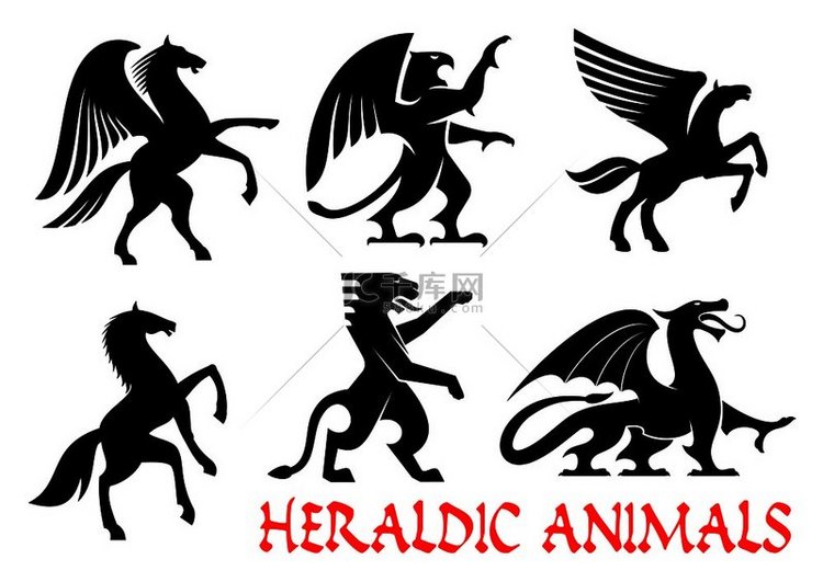 赫拉尔迪动物的标志飞马狮鹫龙狮