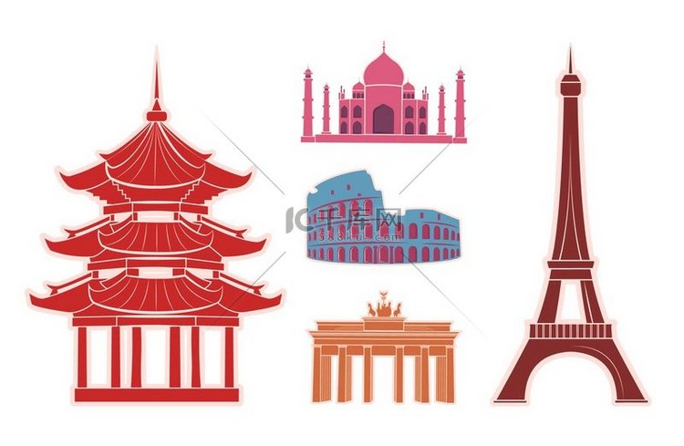 世界景点旅游贴纸套装印度泰姬陵