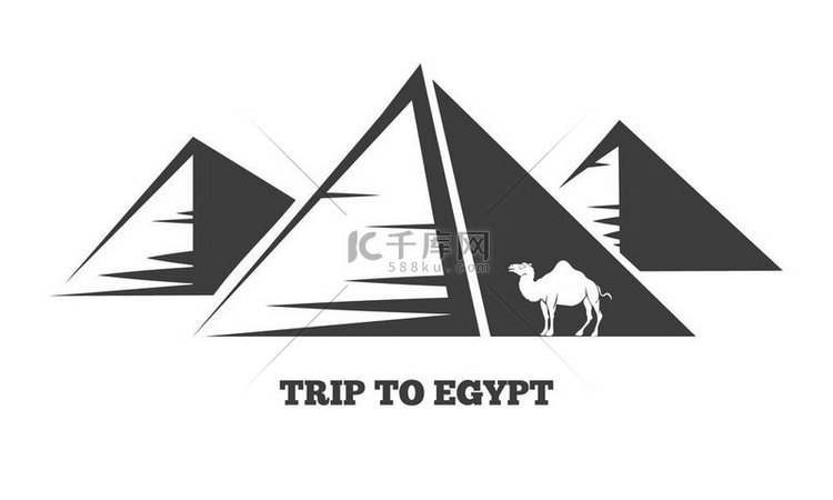 埃及金字塔和骆驼剪影。