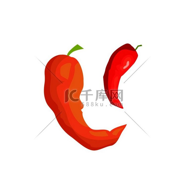 辣椒腌制蔬菜图标特写辛辣和甜辣